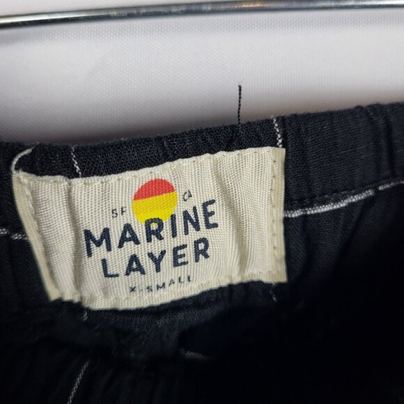 Marine Layer Pants Women's XS Black White Grid Pattern Plaid Cropped Pull-On - Picture 6 of 12